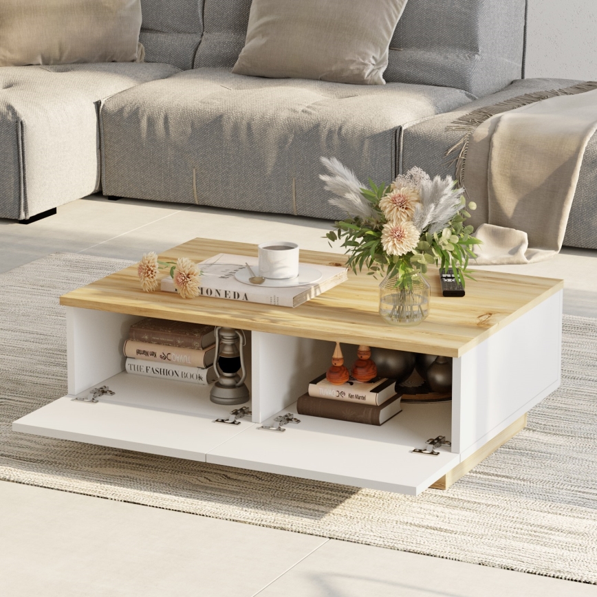 Couchtisch 31,6x90 cm Eiche/weiß