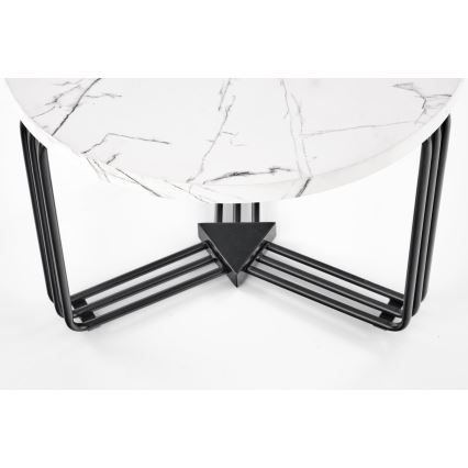 Couchtisch ANTICA 41x55 cm schwarz/Marmordekor