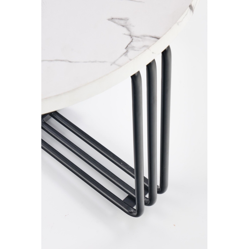Couchtisch ANTICA 41x55 cm schwarz/Marmordekor
