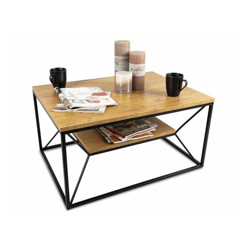 Couchtisch BASICLOFT 40x80 cm schwarz/braun