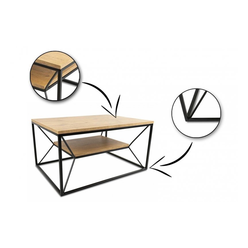 Couchtisch BASICLOFT 40x80 cm schwarz/braun