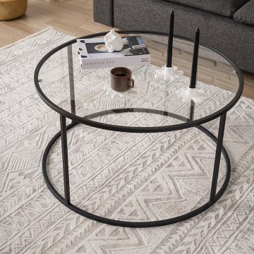 Couchtisch BERLIN 45x80 cm schwarz/klar