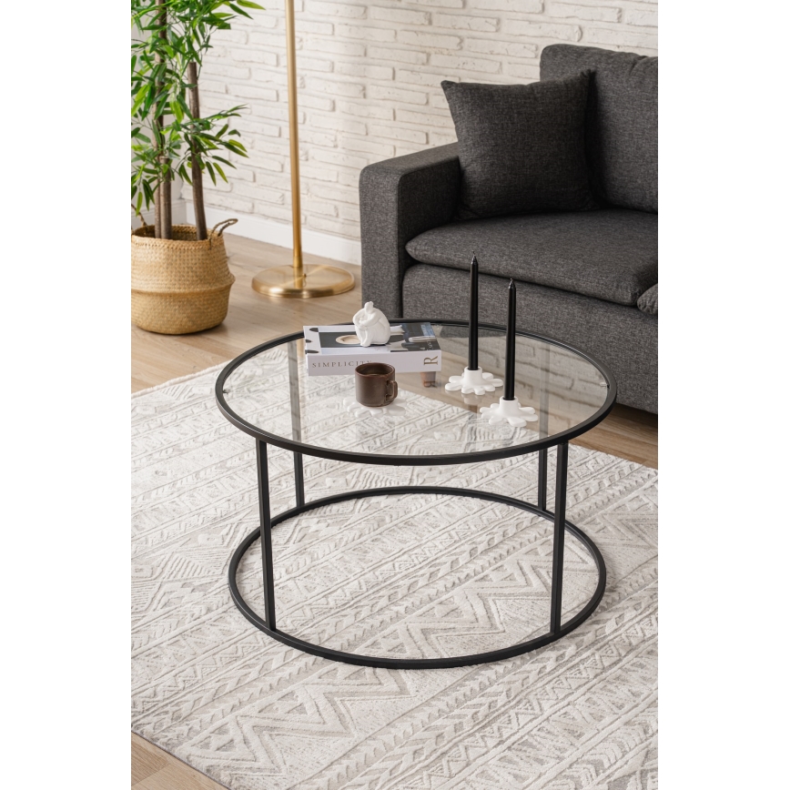 Couchtisch BERLIN 45x80 cm schwarz/klar