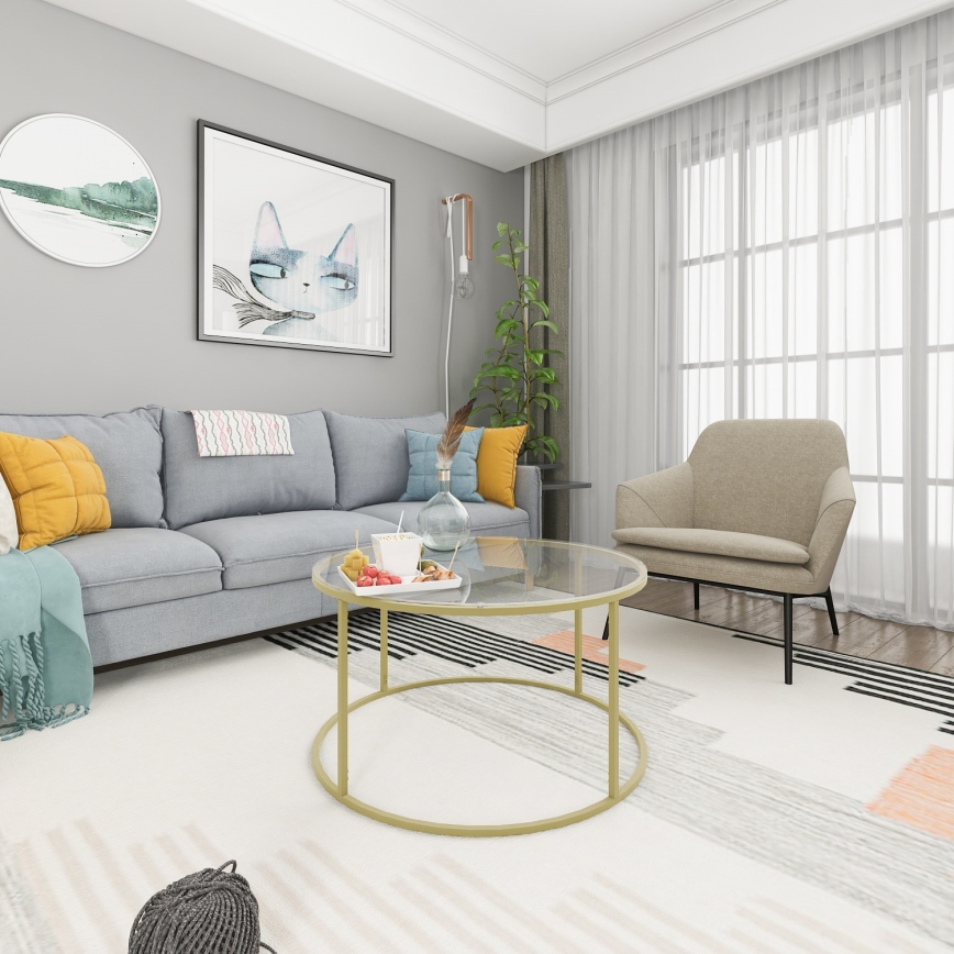 Couchtisch BERLIN 80x45 cm gold/klar