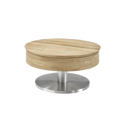 Couchtisch BLOCK Ø 79 cm Eiche/Silber