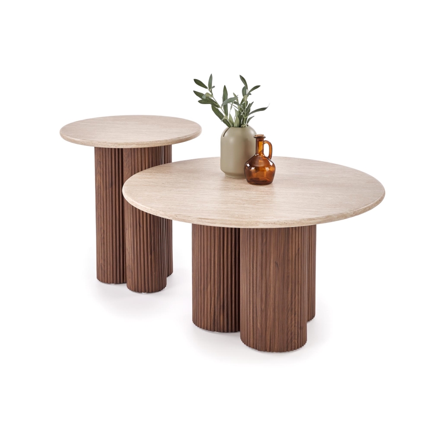 Couchtisch CALDO, Ø 80 cm, braun/beige