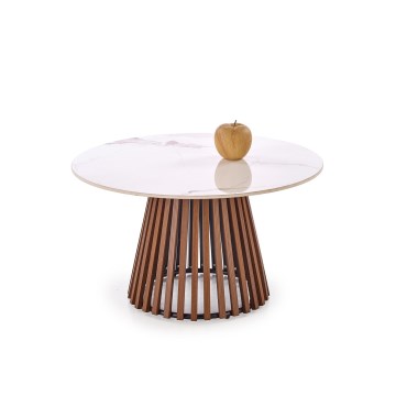 Couchtisch CARINA, Ø 80 cm, braun/weiß/Marmor-Optik