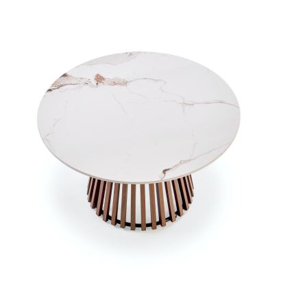 Couchtisch CARINA, Ø 80 cm, braun/weiß/Marmor-Optik