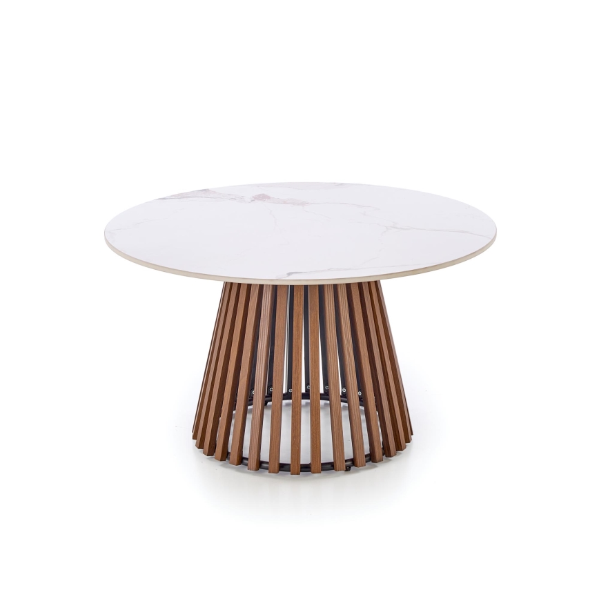 Couchtisch CARINA, Ø 80 cm, braun/weiß/Marmor-Optik