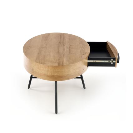 Couchtisch mit Schublade CAROLINA 41 x 120 cm, goldene Eiche/Schwarz