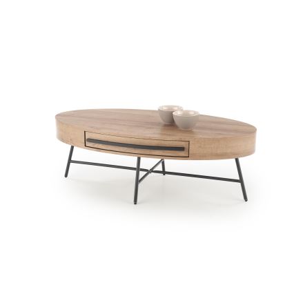 Couchtisch mit Schublade CAROLINA 41x120 cm golden Eiche/schwarz