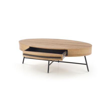 Couchtisch mit Schublade CAROLINA 41x120 cm golden Eiche/schwarz