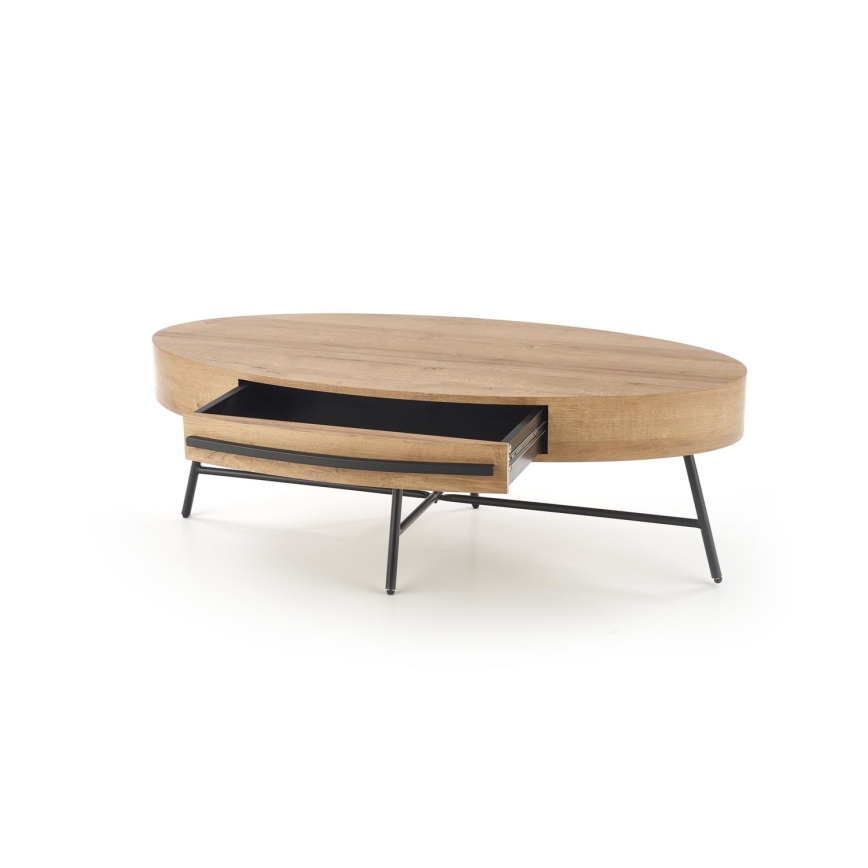 Couchtisch mit Schublade CAROLINA 41x120 cm golden Eiche/schwarz