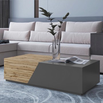 Couchtisch CEELIAS 124x42 cm Anthrazit/Wotan-Eiche