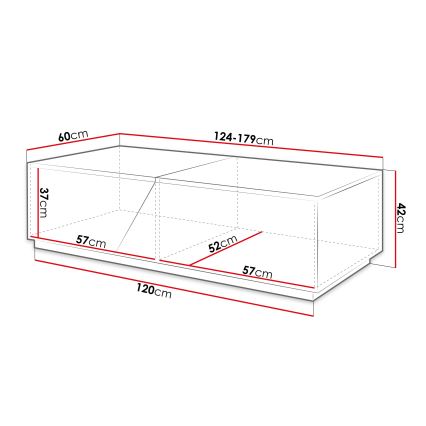 Couchtisch CEELIAS 42x124 cm Anthrazit/Wotan-Eiche