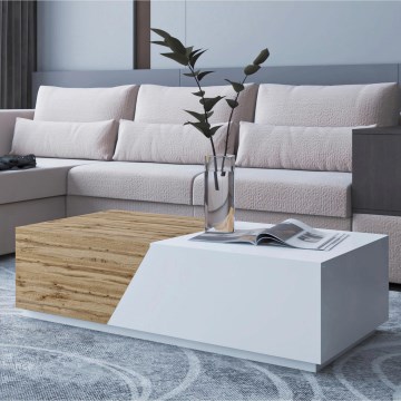 Couchtisch CEELIAS 42x124 cm weiß/Eiche Wotan