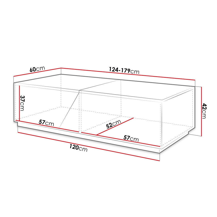 Couchtisch CEELIAS 42x124 cm weiß/Wotan-Eiche