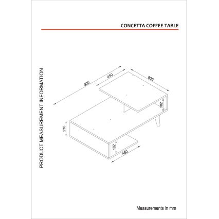 Couchtisch CONCETTA 40x90 cm weiß