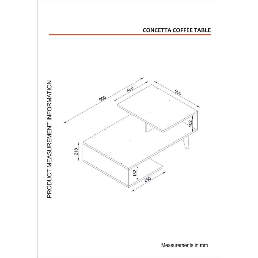 Couchtisch CONCETTA 40x90 cm weiß