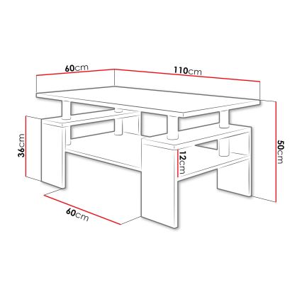 Couchtisch CUBE 50x110 cm weiß