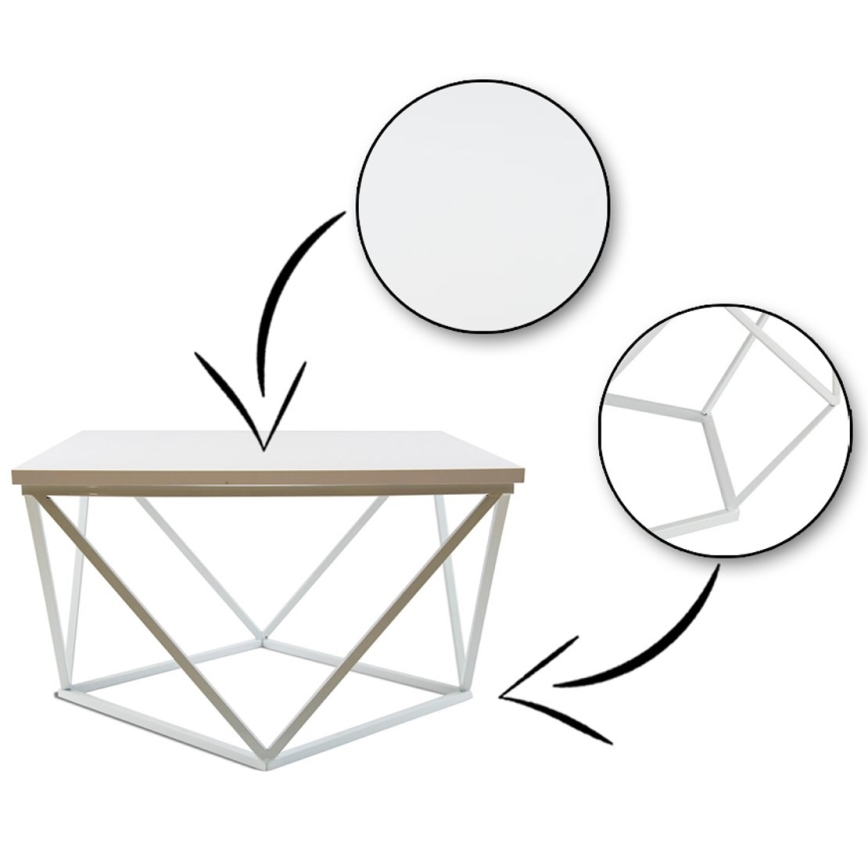 Couchtisch CURVED 60x60 cm weiß
