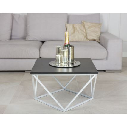 Couchtisch CURVED 60x60 cm weiß/schwarz