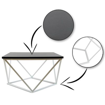 Couchtisch CURVED 60x60 cm weiß/schwarz