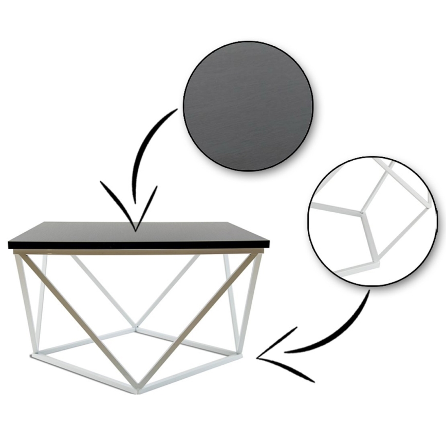 Couchtisch CURVED 60x60 cm weiß/schwarz