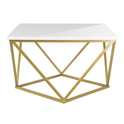 Couchtisch CURVED 62x62 cm Messing/Weiß