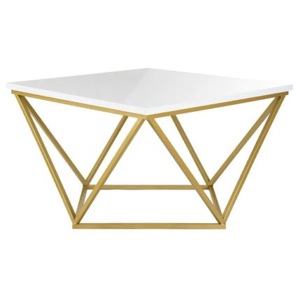 Couchtisch CURVED 62x62 cm Messing/Weiß