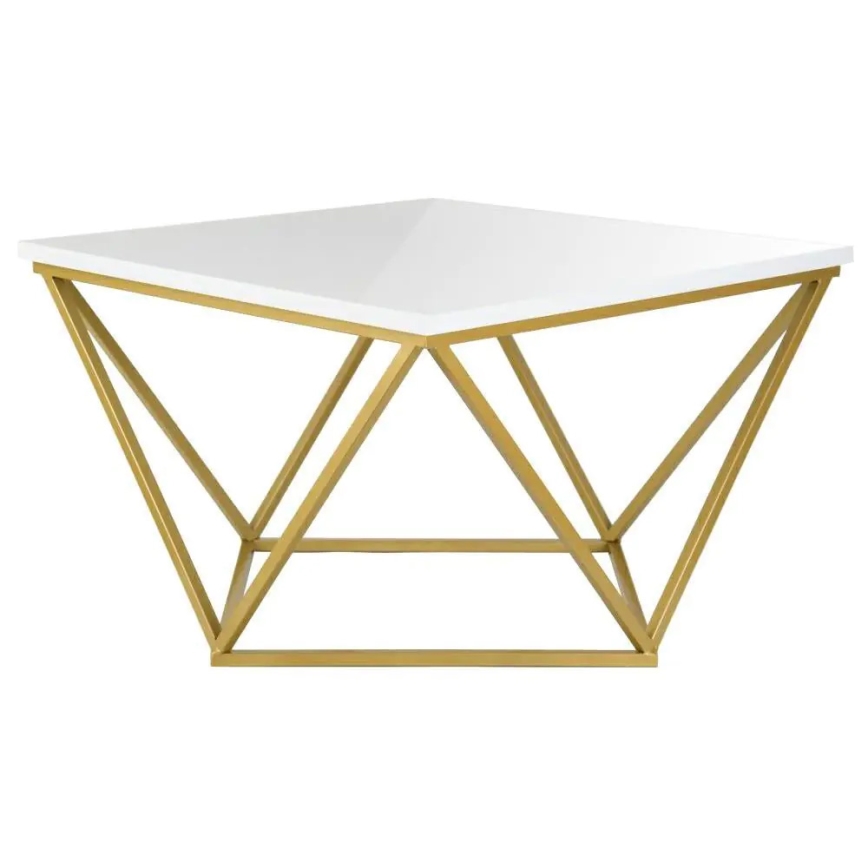 Couchtisch CURVED 62x62 cm Messing/Weiß