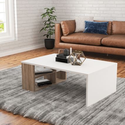 Couchtisch DEFNE 34x90 cm weiß/braun