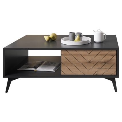 Couchtisch DIAMOND 40x104 cm schwarz / Eiche Evoke