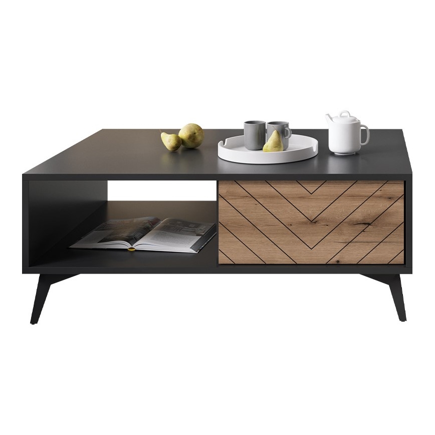 Couchtisch DIAMOND 40x104 cm schwarz / Eiche Evoke