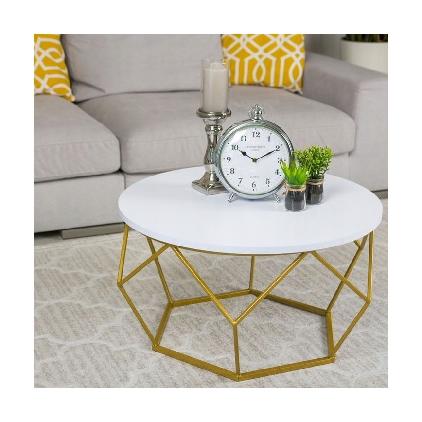 Couchtisch DIAMOND 40x70 cm gold/weiß
