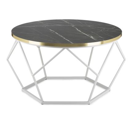 Couchtisch DIAMOND 40x70 cm golden/schwarz/weiß