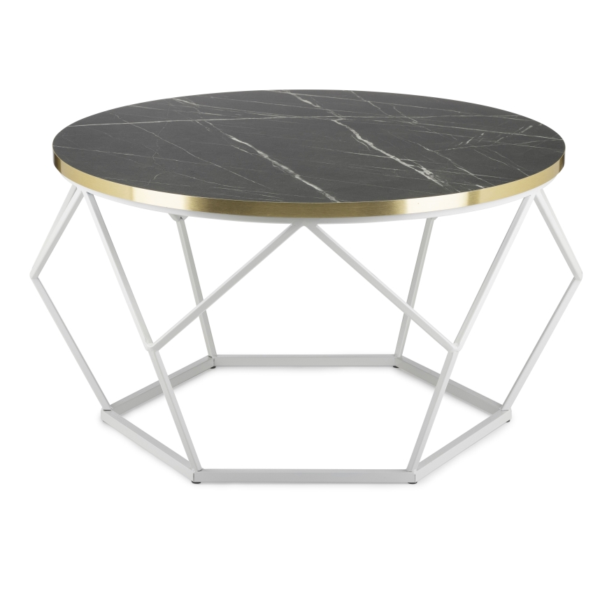 Couchtisch DIAMOND 40x70 cm golden/schwarz/weiß