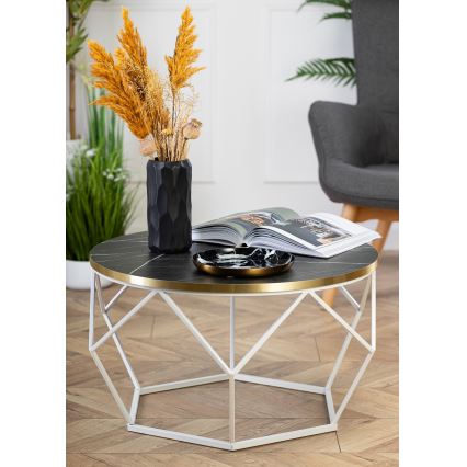 Couchtisch DIAMOND 40x70 cm golden/schwarz/weiß