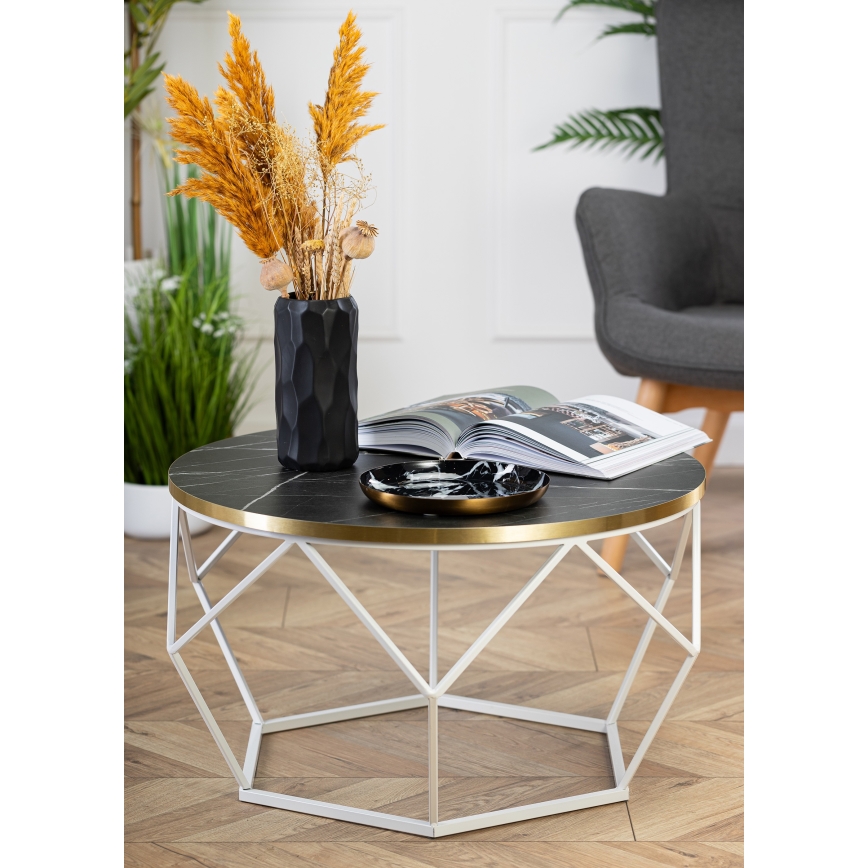 Couchtisch DIAMOND 40x70 cm golden/schwarz/weiß