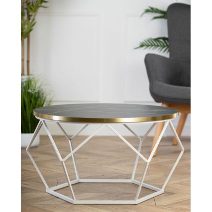 Couchtisch DIAMOND 40x70 cm golden/schwarz/weiß