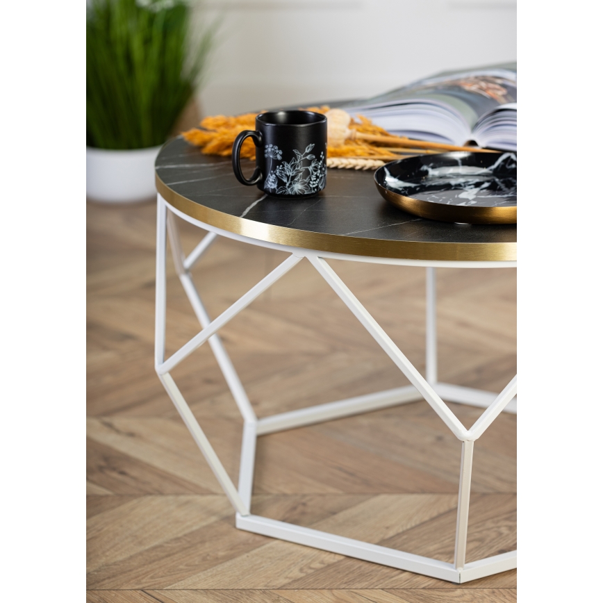 Couchtisch DIAMOND 40x70 cm golden/schwarz/weiß