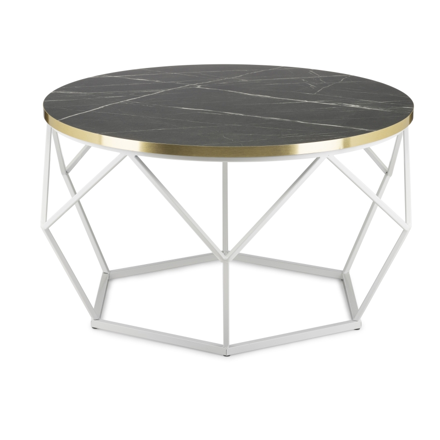 Couchtisch DIAMOND 40x70 cm golden/schwarz/weiß