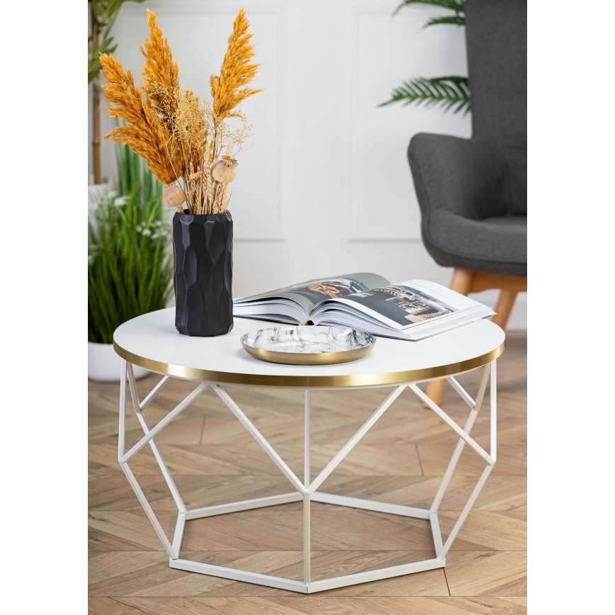 Couchtisch DIAMOND 40x70 cm golden/weiß