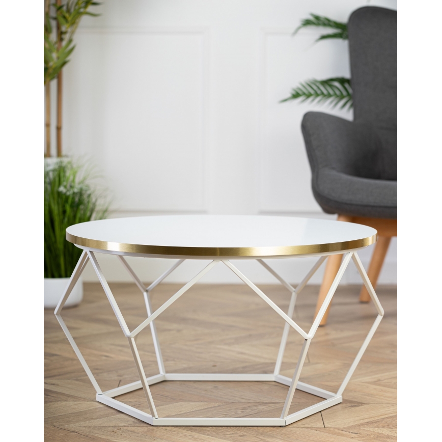 Couchtisch DIAMOND 40x70 cm golden/weiß
