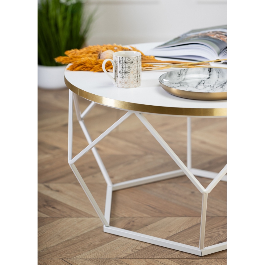 Couchtisch DIAMOND 40x70 cm golden/weiß