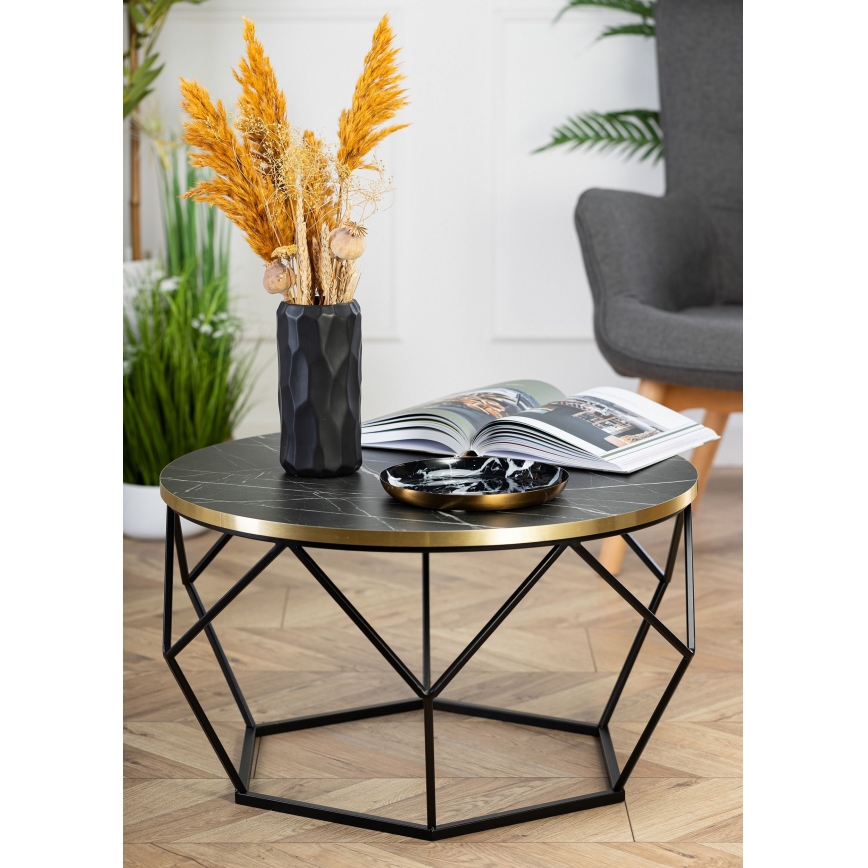 Couchtisch DIAMOND 40x70 cm schwarz/golden