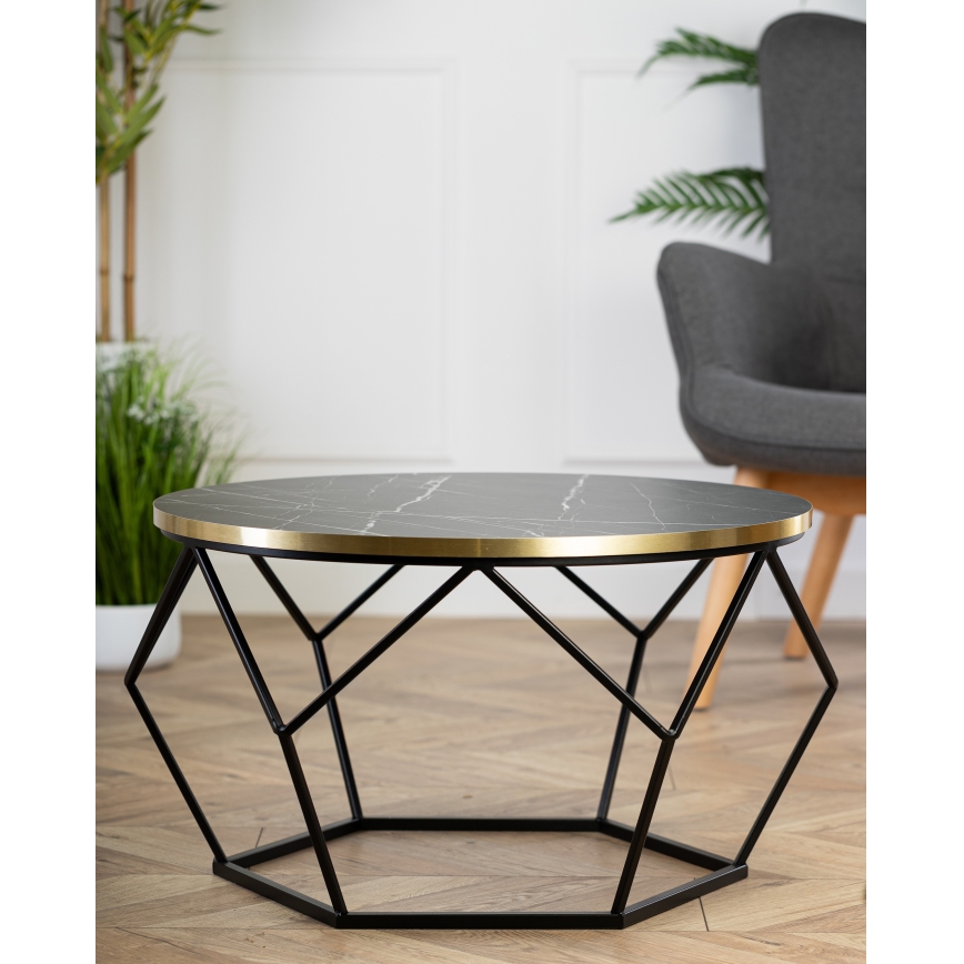 Couchtisch DIAMOND 40x70 cm schwarz/golden