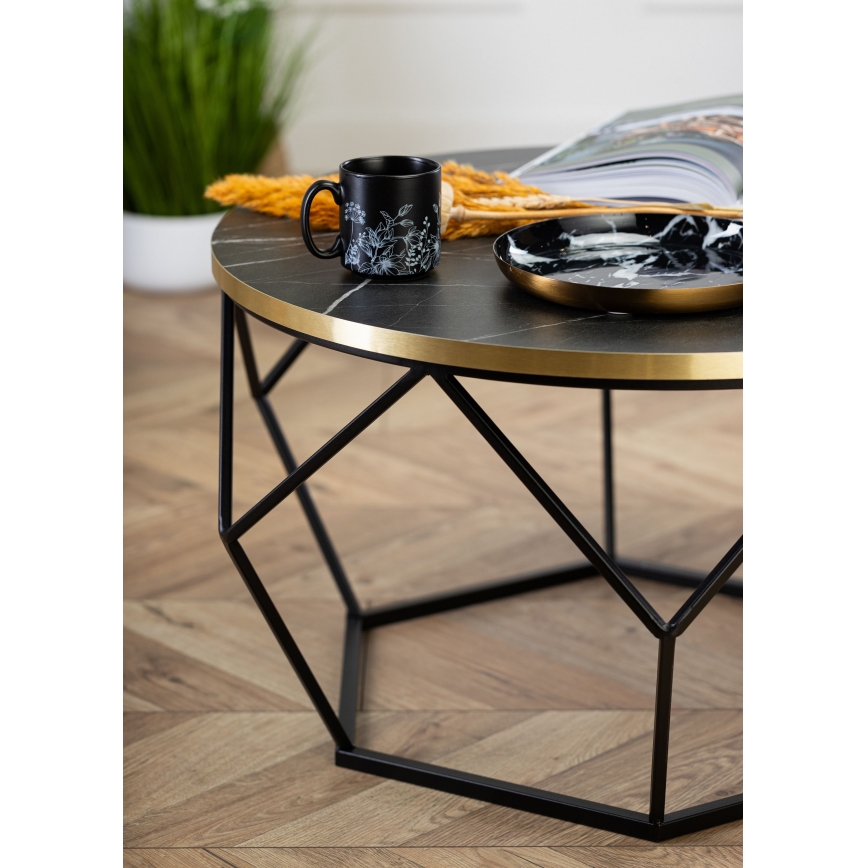 Couchtisch DIAMOND 40x70 cm schwarz/golden