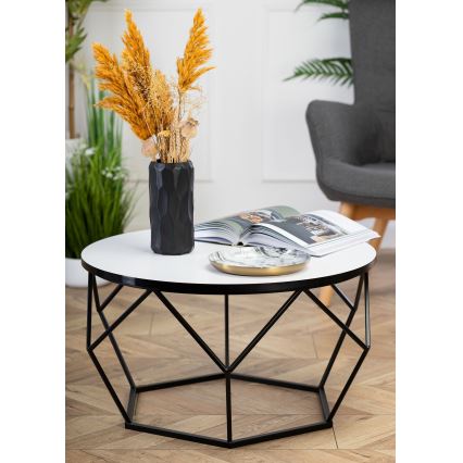 Couchtisch DIAMOND 40x70 cm weiß/schwarz