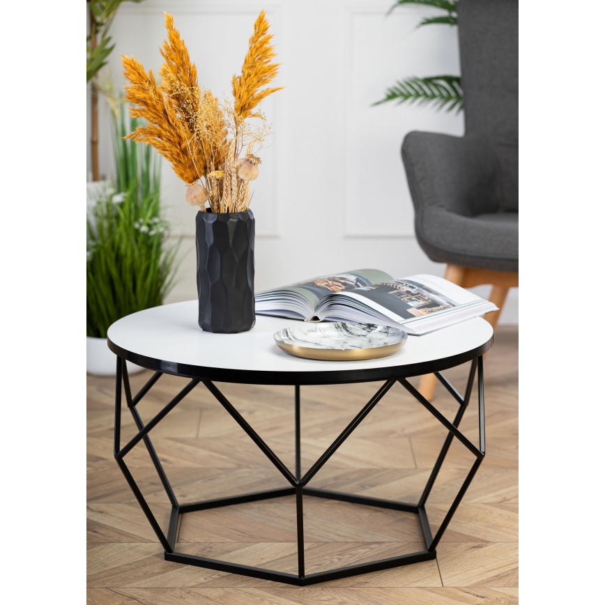 Couchtisch DIAMOND 40x70 cm weiß/schwarz